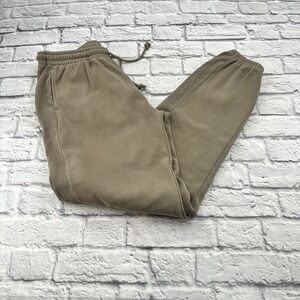 American Tall Mens XLT Tie Waist Sweatpants Tan Khaki Joggers Ribbed Side Panel